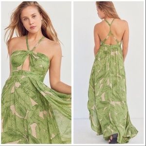 UO Kimchi Blue Tropical Palm Leaf Maxi Dress